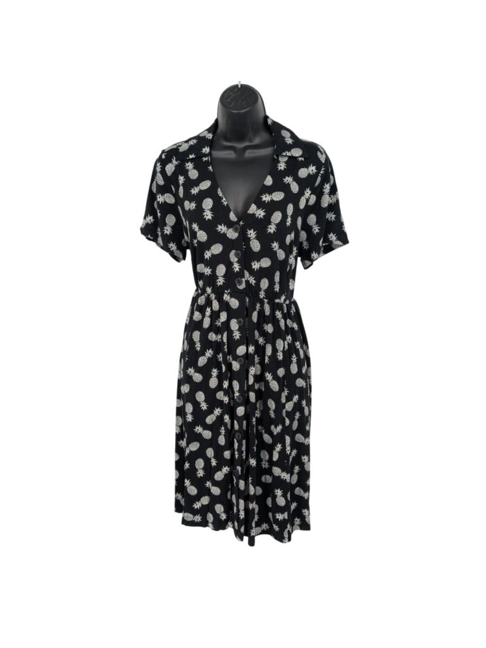 Torrid Pineapple Print Shirt Dress Button Front Tropical Vacation Collared Large